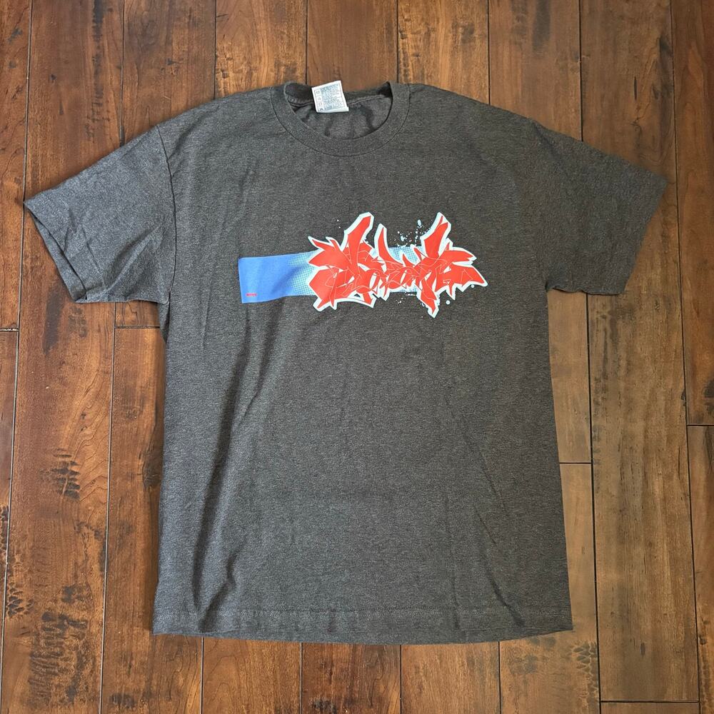Y2K Skater Alstyle Graphic Shirt Mens L Gray Red Graphic Graffiti 2000s Grunge